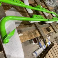 Powder coated neon green truck part
