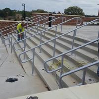 Industrial powder coating exterior stair railing